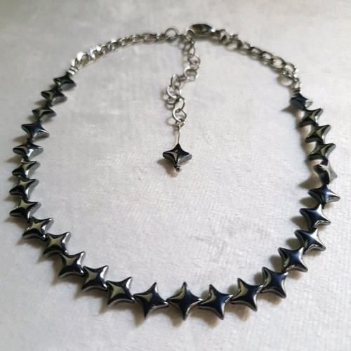 Gunmetal Hematite North Star Choker stainless steel handmade