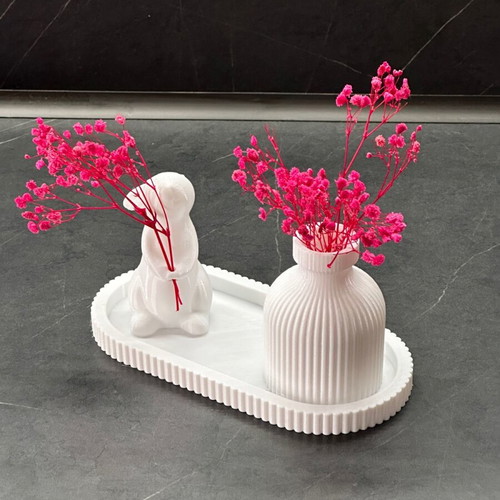 Easter decorative tray with bunny and flower holder new
