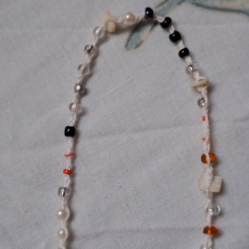 Handmade boho summer necklace with beads and natural shells