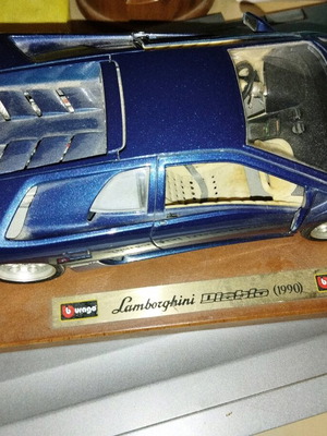 Lamborghini Diablo Burago collectible on wooden base like new