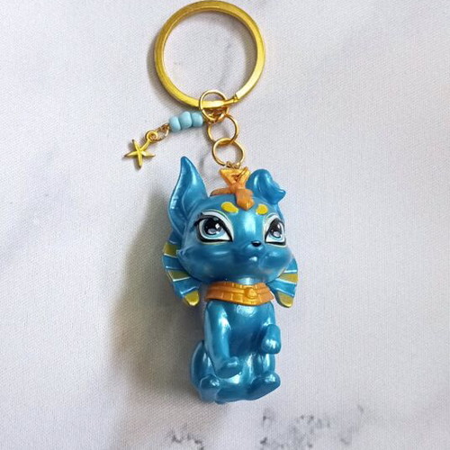 Monster High handmade magical keychain Cleo's pet blue and gold