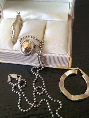 Silver-gold necklace with earrings 925/750 like new