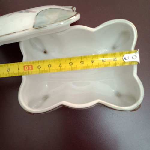 Vintage fondant dish used, 1960s, with lid and feet