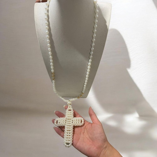 Necklace new with pearl cross pendant
