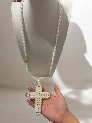 Necklace new with pearl cross pendant