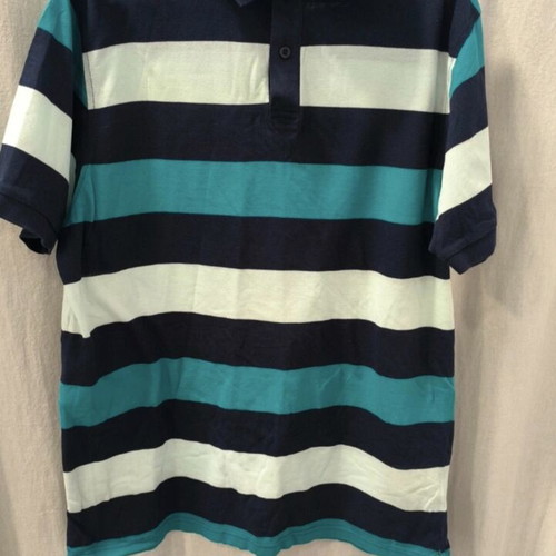 Dressmann men's short-sleeve polo shirt used, large, striped