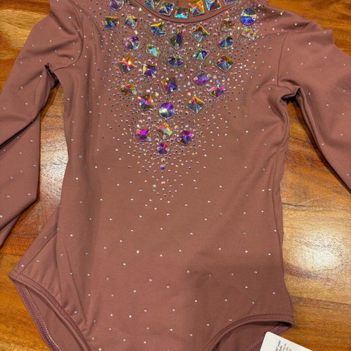 Handmade rhythmic dance leotard new, full rhinestones for 10-year-olds