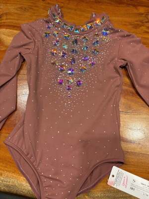Handmade rhythmic dance leotard new, full rhinestones for 10-year-olds