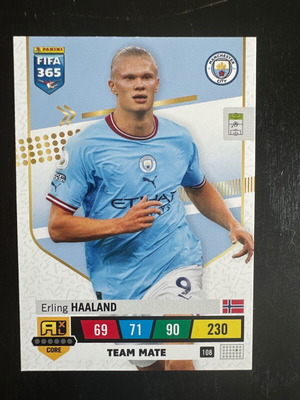 Картичка Erling Haaland FIFA 365 Panini Adrenalyn №108 употребявана