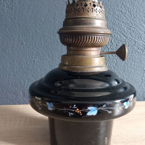 Vintage glass oil lamp used