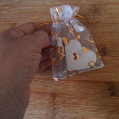 Gift favors set of 5 with heart card holder and handmade musk perfume
