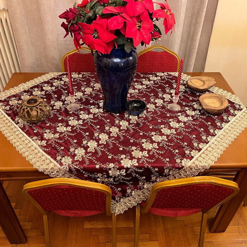 Dining table with 6 chairs used and new side table