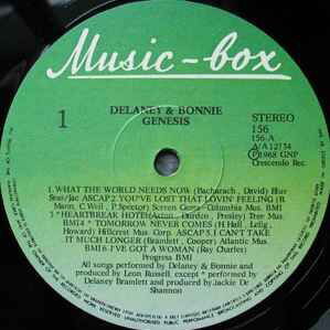 Delaney & Bonnie Genesis vinyl record used, rock