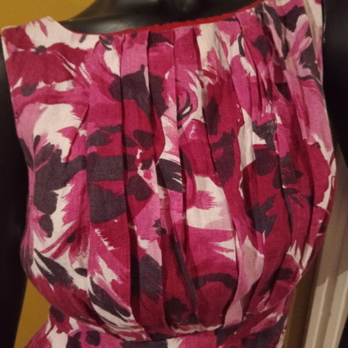 Laura Ashley Pink Floral Wedding Guest Dress 100% Linen like new