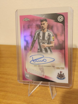 Topps Chrome Bruno Guimaraes Newcastle United Auto Autograph Magenta Pink Refractor Numbered 186/250 like new