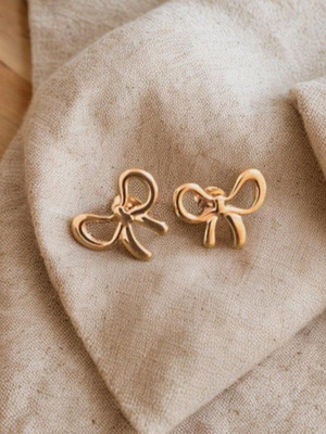 Steel bow earrings new, gold plated