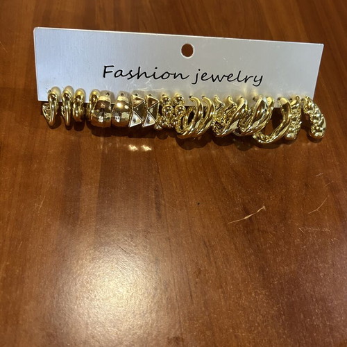 Gold earrings set new, 10 pairs, lightweight and hypoallergenic