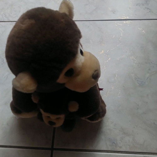 Plush monkey with her baby