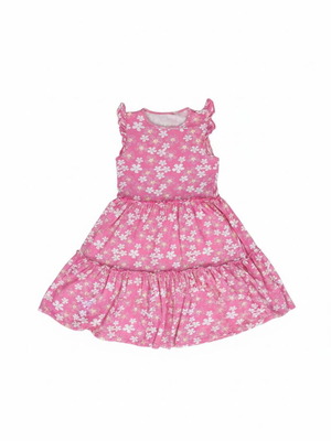 Prenatal pink children's dress with white flowers, like new, size 128cm