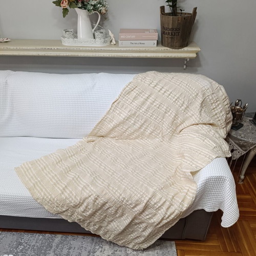 Handwoven sofa cover used, natural color, 190x100 cm