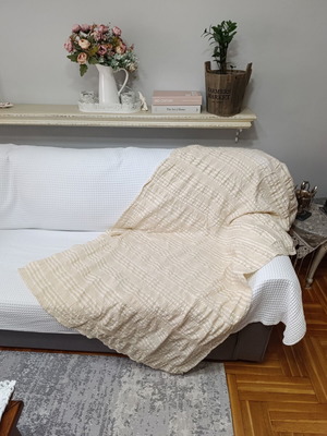 Handwoven sofa cover used, natural color, 190x100 cm