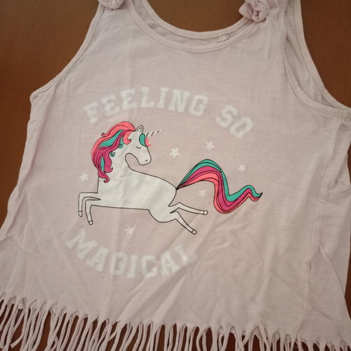 Boho summer top with unicorn and fringes for 6 years old, like new