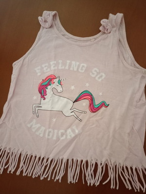 Boho summer top with unicorn and fringes for 6 years old, like new