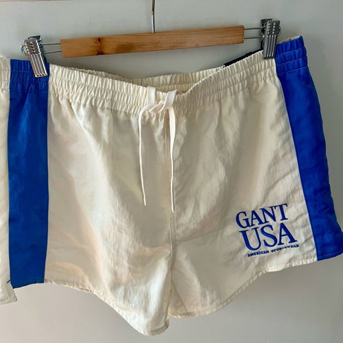 Gant Satin Running Shorts New, White and Blue, Men W34