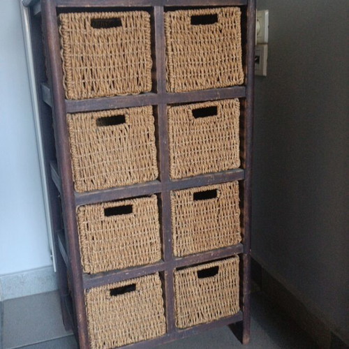 Furniture with rattan shelves used, size 80x42x30 cm