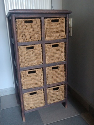 Furniture with rattan shelves used, size 80x42x30 cm