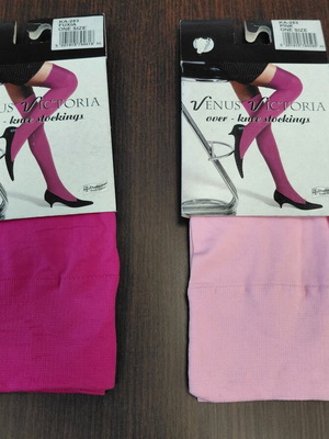 Vennus Victoria over-the-knee women's socks, new, pink and fuchsia, pack of 2
