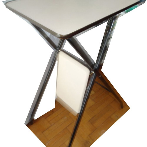 Metal and wood folding table like new sturdy construction