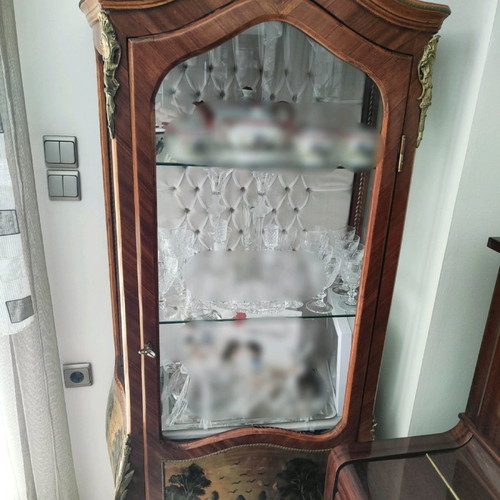 Vernis Martin display cabinet used, handmade vintage