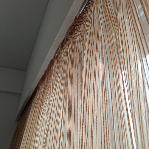 Curtain for balcony door used, 2.70 m width x 2.25 m height, beige tones
