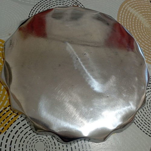 Decorative aluminum tray with traditional Greek embossed design