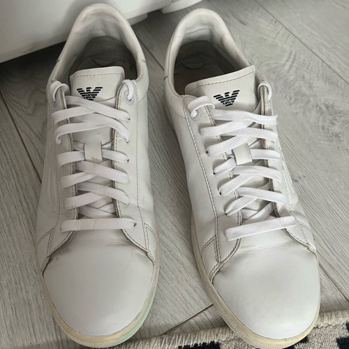 Emporio Armani EA7 men's white leather shoes used, size 46