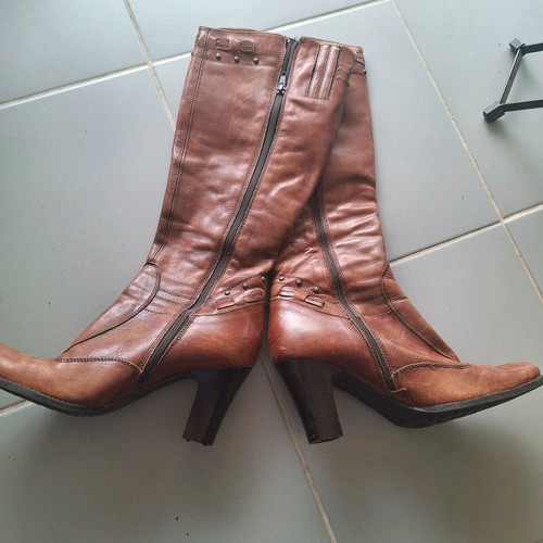 Vintage boots used camel color, size 37