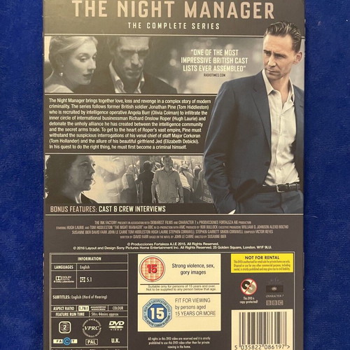The Night Manager complete series DVD like new, English version