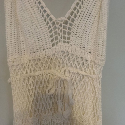 Handmade knitted dress like new, white, size S