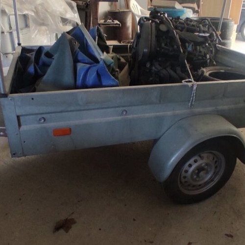 Trailer factory used with license plate and canopy