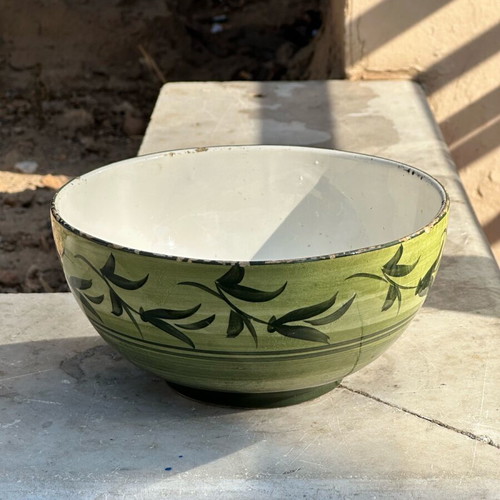 Handmade ceramic fruit bowl used with olive painting