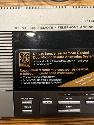 Vintage Original GE General Electric 2-9880 τηλεφωνητής με κασέτες μεταχειρισμένος