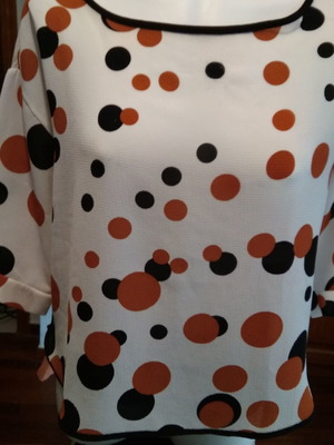 Polka Dot Blouse used, size S, polyester fabric