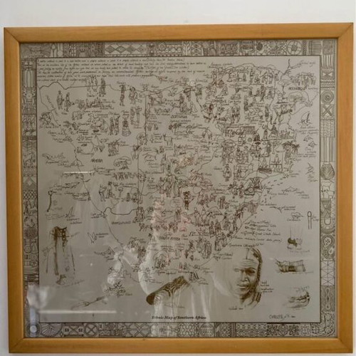 Engraving poster map of Africa new with frame
