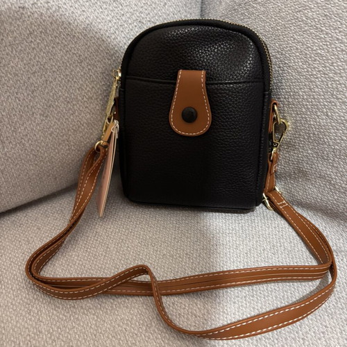 Women's crossbody bag new, black with tan details