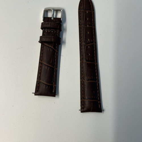 Leather Watch Strap new, dark brown, 20mm width, Motta by Genova
