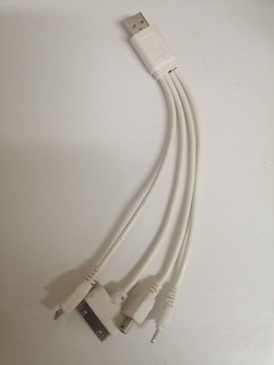 USB charging cable with 4 different ends used for repair or spare parts