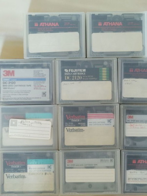 Mini data cartridge tapes used, pack of 11, unknown content