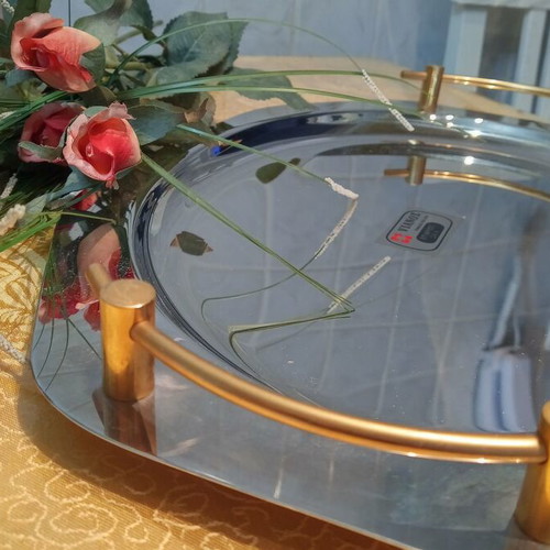 Vianox serving tray with 24K gold handles like new