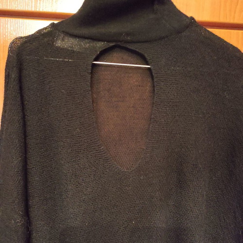 Thin knitted sweater with back opening new, black, size M